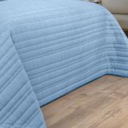 Kit: 1 Cobre-leito efeito Linho Casal Bouti de Microfibra Ultrasonic  + 2 Porta-travesseiros - Linum Azul - Dui Design