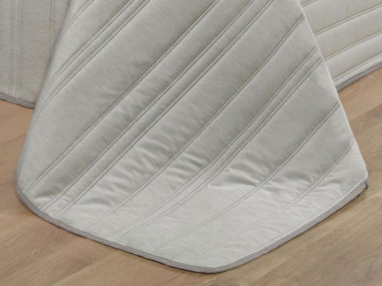 Kit: 1 Cobre-leito efeito Linho Queen Bouti de Microfibra Ultrasonic + 2 Porta-travesseiros - Linum Natural - Dui Design