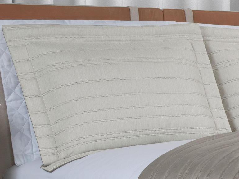 Kit: 1 Cobre-leito efeito Linho Queen Bouti de Microfibra Ultrasonic + 2 Porta-travesseiros - Linum Natural - Dui Design