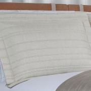 Kit: 1 Cobre-leito efeito Linho Queen Bouti de Microfibra Ultrasonic + 2 Porta-travesseiros - Linum Natural - Dui Design