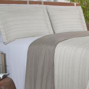 Kit: 1 Cobre-leito efeito Linho Queen Bouti de Microfibra Ultrasonic + 2 Porta-travesseiros - Linum Natural - Dui Design