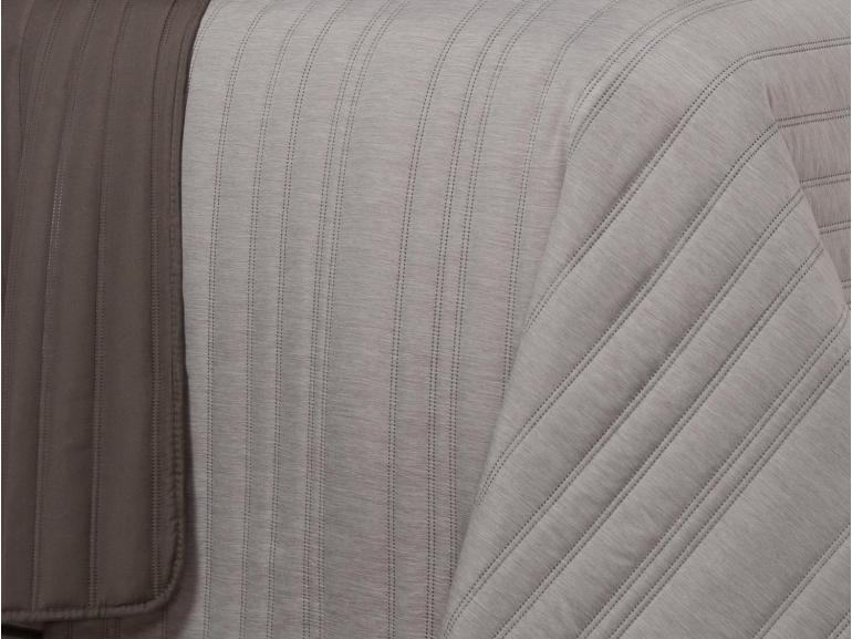 Kit: 1 Cobre-leito efeito Linho Queen Bouti de Microfibra Ultrasonic + 2 Porta-travesseiros - Linum Noz Moscada - Dui Design