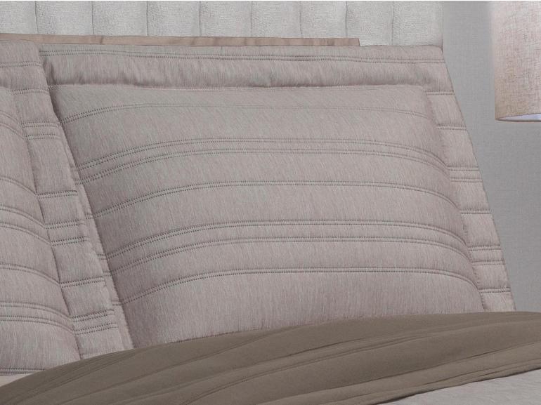 Kit: 1 Cobre-leito efeito Linho Queen Bouti de Microfibra Ultrasonic + 2 Porta-travesseiros - Linum Noz Moscada - Dui Design