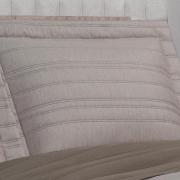 Kit: 1 Cobre-leito efeito Linho Queen Bouti de Microfibra Ultrasonic + 2 Porta-travesseiros - Linum Noz Moscada - Dui Design