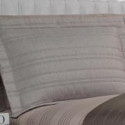 Kit: 1 Cobre-leito efeito Linho Queen Bouti de Microfibra Ultrasonic + 2 Porta-travesseiros - Linum Noz Moscada - Dui Design