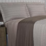 Kit: 1 Cobre-leito efeito Linho Queen Bouti de Microfibra Ultrasonic + 2 Porta-travesseiros - Linum Noz Moscada - Dui Design