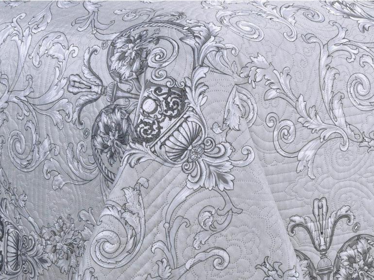 Kit: 1 Cobre-leito Solteiro Bouti de Microfibra Ultrasonic Estampada + 1 Porta-travesseiro - Livorno Prata - Dui Design