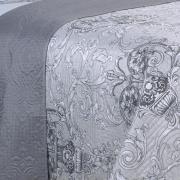 Kit: 1 Cobre-leito Solteiro Bouti de Microfibra Ultrasonic Estampada + 1 Porta-travesseiro - Livorno Prata - Dui Design