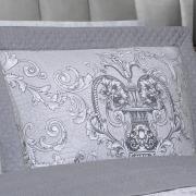 Kit: 1 Cobre-leito Solteiro Bouti de Microfibra Ultrasonic Estampada + 1 Porta-travesseiro - Livorno Prata - Dui Design