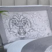 Kit: 1 Cobre-leito Solteiro Bouti de Microfibra Ultrasonic Estampada + 1 Porta-travesseiro - Livorno Prata - Dui Design