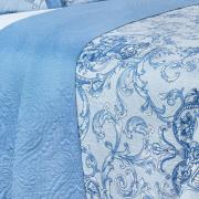 Kit: 1 Cobre-leito King Bouti de Microfibra Ultrasonic Estampada + 2 Porta-travesseiros - Livorno Azul - Dui Design