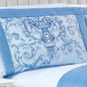 Kit: 1 Cobre-leito King Bouti de Microfibra Ultrasonic Estampada + 2 Porta-travesseiros - Livorno Azul - Dui Design