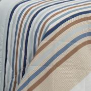 Kit: 1 Cobre-leito Casal + 2 Porta-travesseiros Percal 180 fios - Livorno Bege e Azul - Dui Design