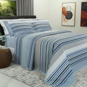 Kit: 1 Cobre-leito Queen + 2 Porta-travesseiros 150 fios - Livorno Azul - Dui Design