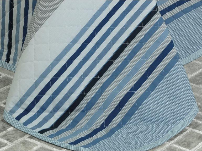 Kit: 1 Cobre-leito Casal + 2 Porta-travesseiros 150 fios - Livorno Azul - Dui Design