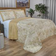 Kit: 1 Cobre-leito Queen Bouti de Microfibra Ultrasonic Estampada + 2 Porta-travesseiros - Livorno Bege - Dui Design