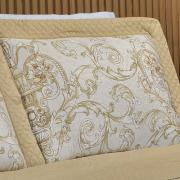 Kit: 1 Cobre-leito Queen Bouti de Microfibra Ultrasonic Estampada + 2 Porta-travesseiros - Livorno Bege - Dui Design