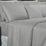 Kit: 1 Cobre-leito Casal + 2 porta-travesseiros Cetim 300 fios - London Cinza - Dui Design