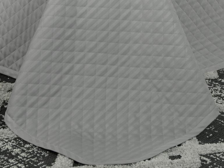 Kit: 1 Cobre-leito Casal + 2 porta-travesseiros Cetim 300 fios - London Cinza - Dui Design