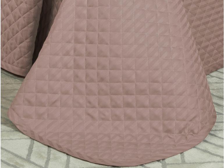 Kit: 1 Cobre-leito Casal + 2 porta-travesseiros Cetim 300 fios - London Rosa Velho - Dui Design