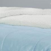 Edredom Queen Pele de Carneiro e Plush Micromink - Sherpa Londres Azul Cool - Dui Design