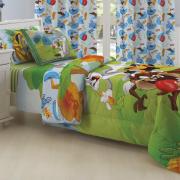 Kit: 1 Edredom Solteiro Infantil + 1 Fronha 120 fios 100% Algodo - Looney Tunes Turma - Teka