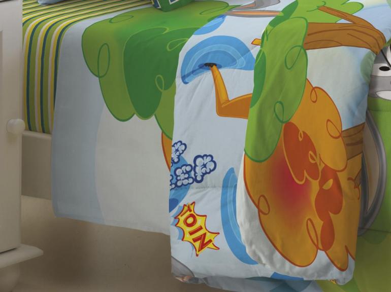 Kit: 1 Edredom Solteiro Infantil + 1 Fronha 120 fios 100% Algodo - Looney Tunes Turma - Teka