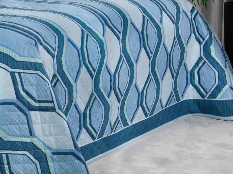 Kit: 1 Cobre-leito Solteiro + 1 Porta-travesseiro 150 fios - Lounge Indigo - Dui Design