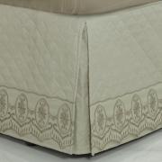 Saia para cama Box Matelassada com Bordado Inglês Solteiro - Lucerna Bege - Dui Design