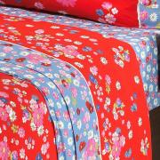 Kit: 1 Cobre-leito Queen + 2 Portas-travesseiro 150 fios 100% Algodo - Lcia Vermelho - Dui Design