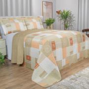 Kit: 1 Cobre-leito King Bouti de Microfibra Ultrasonic Estampada + 2 Porta-travesseiros - Luiza Marfim - Dui Design