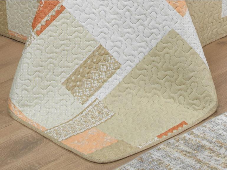 Kit: 1 Cobre-leito King Bouti de Microfibra Ultrasonic Estampada + 2 Porta-travesseiros - Luiza Marfim - Dui Design