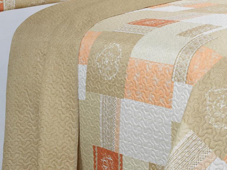 Kit: 1 Cobre-leito King Bouti de Microfibra Ultrasonic Estampada + 2 Porta-travesseiros - Luiza Marfim - Dui Design