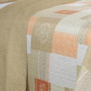 Kit: 1 Cobre-leito King Bouti de Microfibra Ultrasonic Estampada + 2 Porta-travesseiros - Luiza Marfim - Dui Design