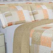 Kit: 1 Cobre-leito King Bouti de Microfibra Ultrasonic Estampada + 2 Porta-travesseiros - Luiza Marfim - Dui Design