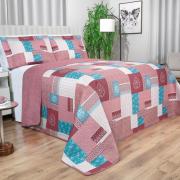 Kit: 1 Cobre-leito King Bouti de Microfibra Ultrasonic Estampada + 2 Porta-travesseiros - Luiza Mauve - Dui Design