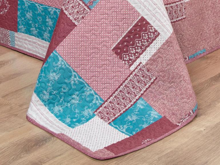 Kit: 1 Cobre-leito King Bouti de Microfibra Ultrasonic Estampada + 2 Porta-travesseiros - Luiza Mauve - Dui Design