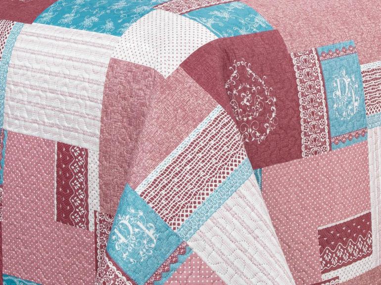 Kit: 1 Cobre-leito King Bouti de Microfibra Ultrasonic Estampada + 2 Porta-travesseiros - Luiza Mauve - Dui Design