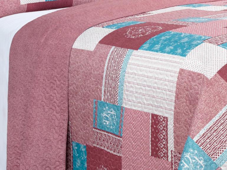 Kit: 1 Cobre-leito King Bouti de Microfibra Ultrasonic Estampada + 2 Porta-travesseiros - Luiza Mauve - Dui Design