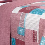 Kit: 1 Cobre-leito King Bouti de Microfibra Ultrasonic Estampada + 2 Porta-travesseiros - Luiza Mauve - Dui Design