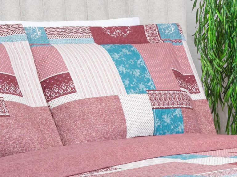 Kit: 1 Cobre-leito King Bouti de Microfibra Ultrasonic Estampada + 2 Porta-travesseiros - Luiza Mauve - Dui Design