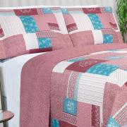 Kit: 1 Cobre-leito King Bouti de Microfibra Ultrasonic Estampada + 2 Porta-travesseiros - Luiza Mauve - Dui Design