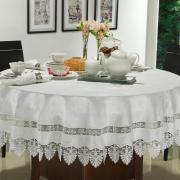 Toalha de Mesa com Bordado Guipir Fcil de Limpar Redonda 180cm - Luxury Branco - Dui Design
