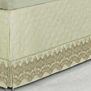 Saia para cama Box Matelassada com Bordado Inglês Casal - Luxury Marfim - Dui Design