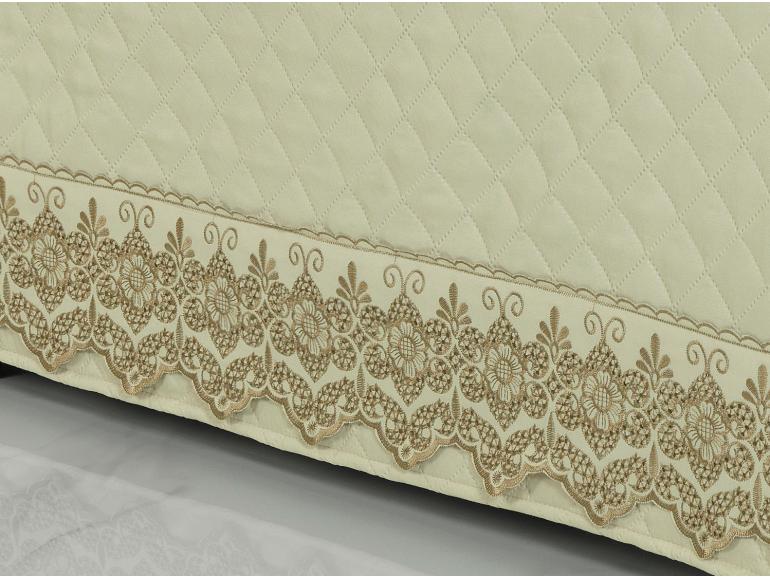 Saia para cama Box Matelassada com Bordado Inglês King - Luxury Marfim - Dui Design