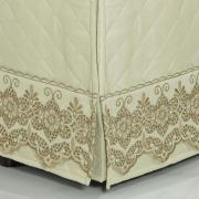 Saia para cama Box Matelassada com Bordado Inglês Queen - Luxury Marfim - Dui Design