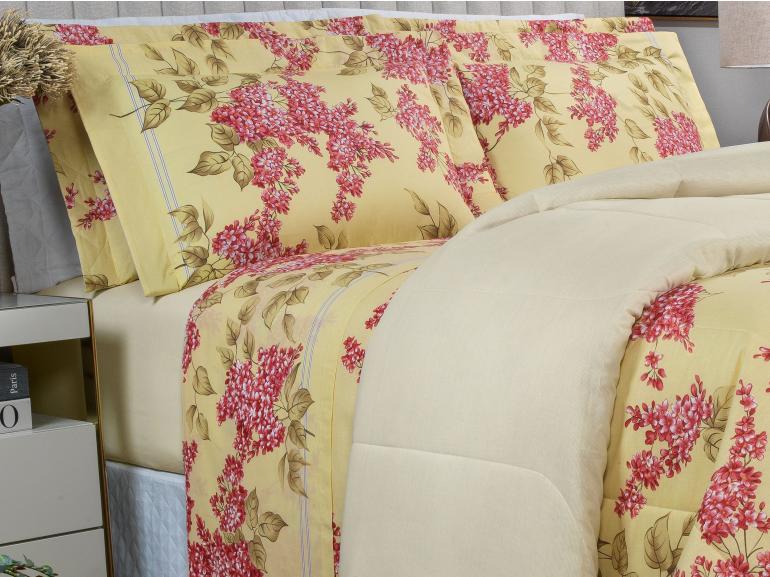 Jogo de Cama Casal 150 fios - Mabel Marfim - Dui Design