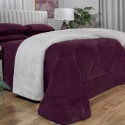 Edredom Queen Pele de Carneiro e Plush - Sherpa Madrid Ameixa - Dui Design