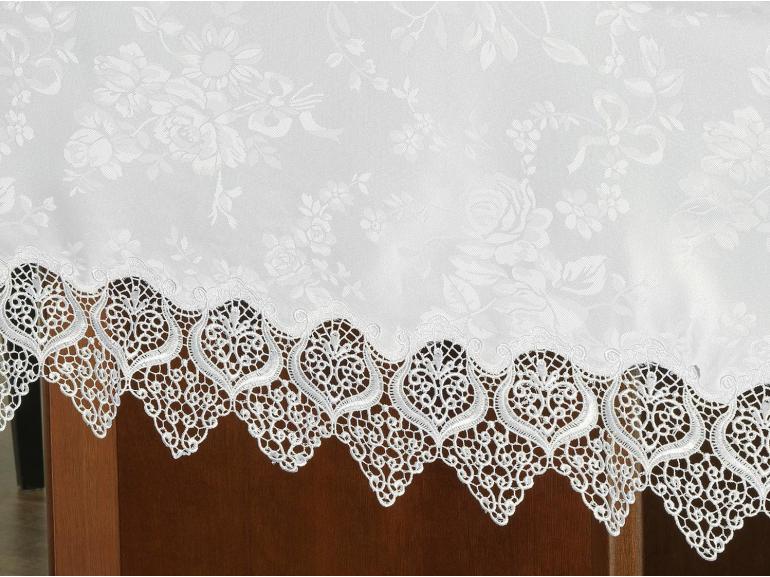 Toalha de Mesa com Bordado Guipir Fcil de Limpar Retangular 10-12 Lugares 180x320cm - Magestic Branco - Dui Design