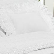 Kit: 1 Cobre-leito Casal + 2 porta-travesseiros Cetim de Algodo 300 fios com Bordado Ingls - Magestic Branco - Dui Design